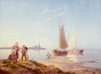Fiskebåtar utanför stranden, 1887
